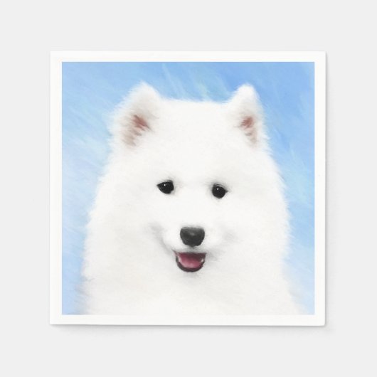 Serviette En Papier Peinture Samoyed Puppy - Jolie Art Original Chien (Devant)