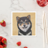 Serviette En Papier Peinture Shiba Inu (Noir et Tan) - Art Chien (En situation)