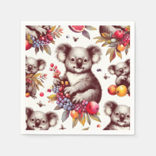Serviette En Papier Peinture vintage Cute Koala sans couture
