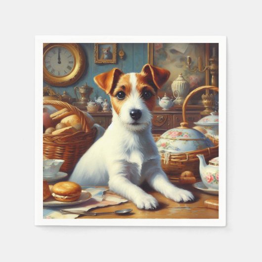 Serviette En Papier Peinture vintage de Jack Russell Terrier (Devant)