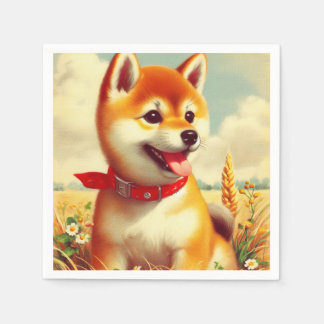 Serviette En Papier Peinture vintage Shiba Inu
