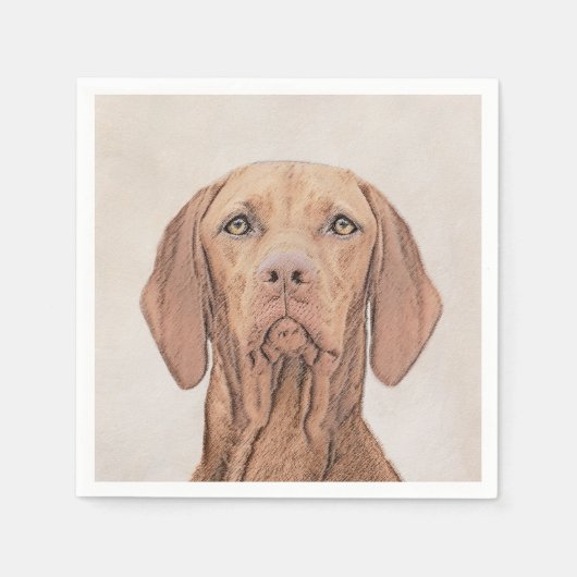 Serviette En Papier Peinture Vizsla - Joli art original chien (Devant)