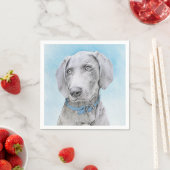 Serviette En Papier Peinture Weimaraner - Joli art original chien (En situation)