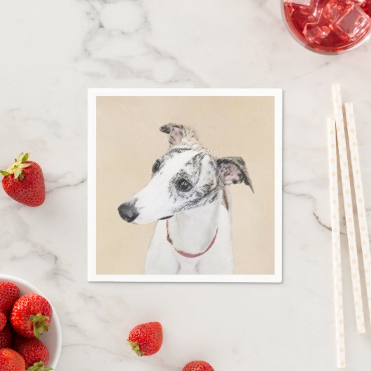 Serviette En Papier Peinture Whippet - Jolie art original chien (En situation)