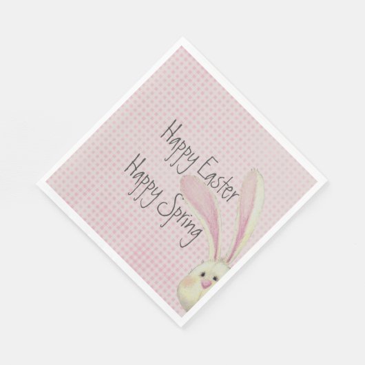 Serviette En Papier Pékin Lapin De Pâques Sur En vichy (Coin)
