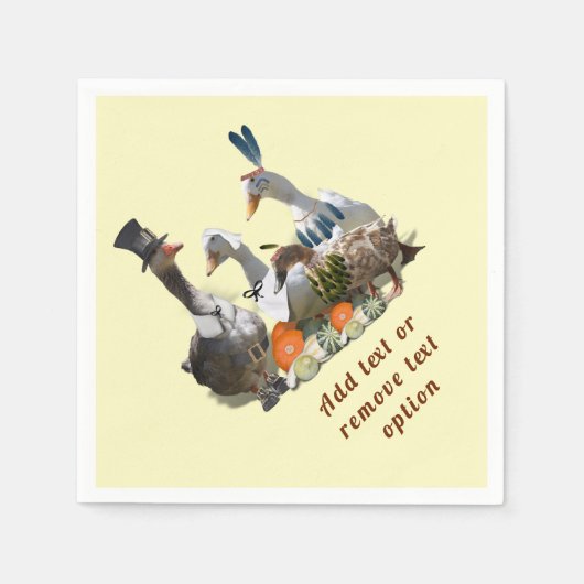 Serviette En Papier Pèlerin et canards indiens Thanksgiving (Devant)
