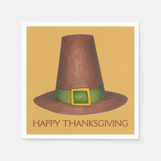 Serviette En Papier Pèlerin Puritan Casquette Bon thanksgiving Automne (Devant)