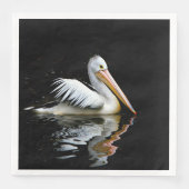 Serviette En Papier Pélican, grand oiseau blanc, (Devant)