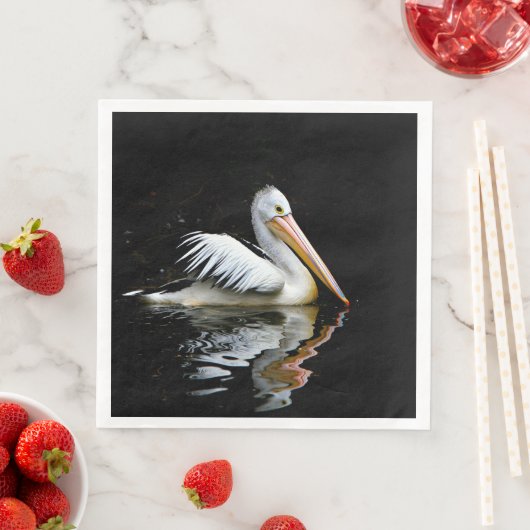 Serviette En Papier Pélican, grand oiseau blanc, (En situation)