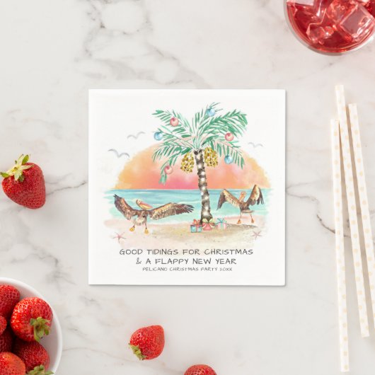 Serviette En Papier Pélican Palm Tree Funny Tropical Christmas Party (En situation)