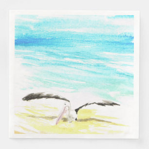 Serviette En Papier Pelican stretching wings