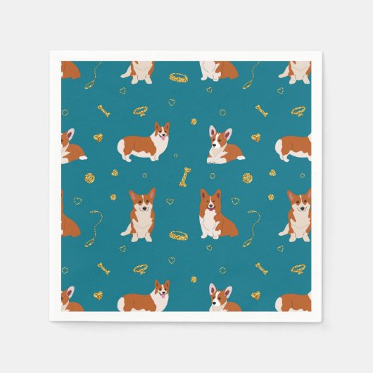 Serviette En Papier Pembroke Welsh Corgi Motif (Devant)