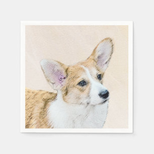 Serviette En Papier Pembroke Welsh Corgi Peinture - Art Chien original