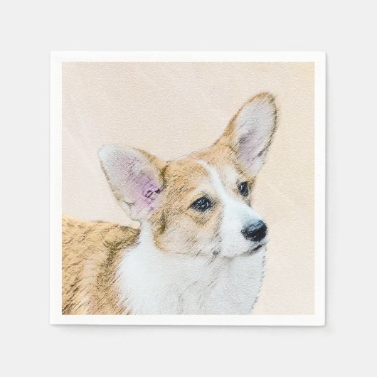 Serviette En Papier Pembroke Welsh Corgi Peinture - Art Chien original (Devant)