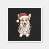 Serviette En Papier Pembroke Welsh Corgi Père Noël Lumières des arbres (Devant)