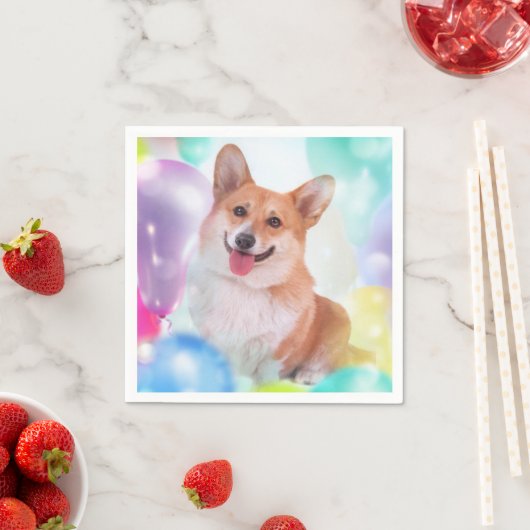 Serviette En Papier Pembroke Welsh Corgi serviettes souriantes (En situation)