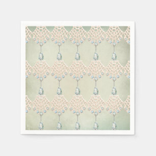 Serviette En Papier Pendentif sarcelle en dentelle vintage élégant vic