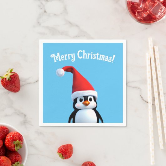 Serviette En Papier Penguin de Noël (En situation)
