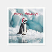 Serviette En Papier Penguin de Noël sur Iceberg (Devant)