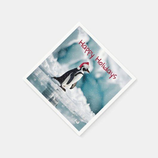 Serviette En Papier Penguin de Noël sur Iceberg (Coin)