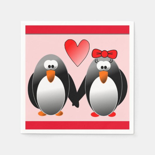 SERVIETTE EN PAPIER PENGUIN EST AMOUREUX (Devant)