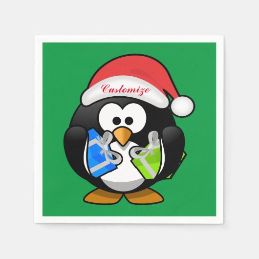 Serviette En Papier Penguin Père Noël Thunder_Cove (Devant)