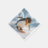 Serviette En Papier Penguin Snowboarding Downhill (Coin)