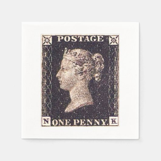 Serviette En Papier Penny Black Postage Timbre (Devant)