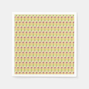 Serviette En Papier Pensées jaunes - motif de papier peint rétro