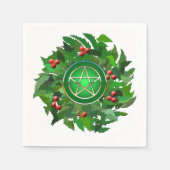 Serviette En Papier Pentacle avec couronne de houx (Devant)