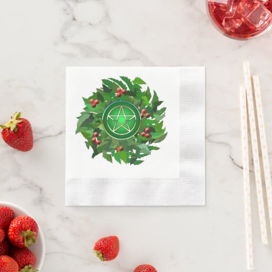 Serviette En Papier Pentacle avec couronne Holly (En situation)
