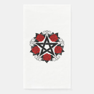 Serviette En Papier Pentagramme aux roses rouges