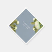 Serviette En Papier Peonies blanches avec serviettes bleu Dusty (Coin)