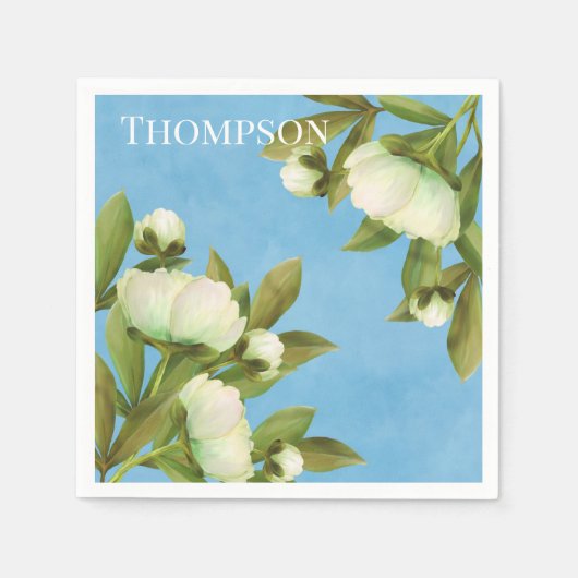 Serviette En Papier Peonies blanches classiques Bouquet floral (Devant)