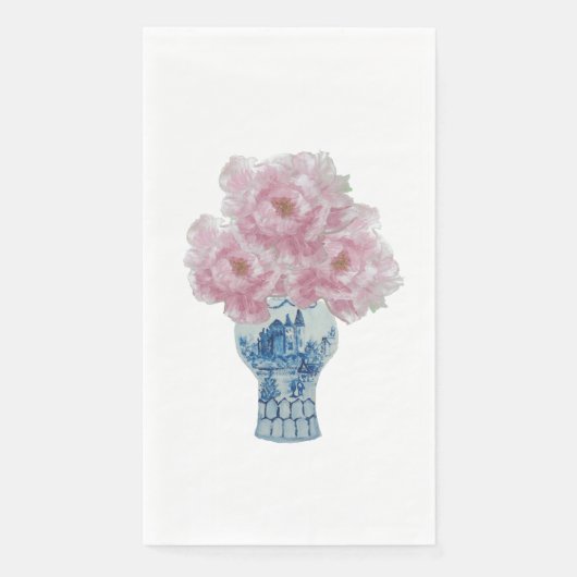 Serviette En Papier Peonies Bleu et Blanc Ginger Jar (Devant)