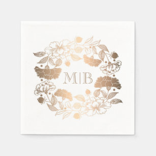Serviette En Papier Peonies d'or - Mercredi Jardin de couronne de fleu