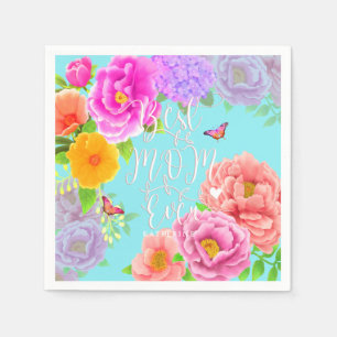 Serviette En Papier Peonies romantiques Jardin Bleu Meilleure maman