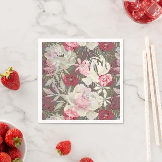 Serviette En Papier Peonies rose rose fleurs fleurs jardin fleurie bou (En situation)