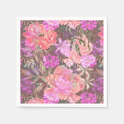 Serviette En Papier Peonies rose rose fleurs fleurs jardin fleurie bou (Devant)