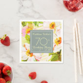 Serviette En Papier Peonies roses 70e Anniversaire Papier de fête Napk (En situation)