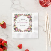 Serviette En Papier Peonies roses Rococo Mariage cadre (En situation)