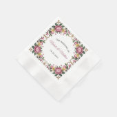 Serviette En Papier Peonies roses Rococo Mariage cadre (Coin)