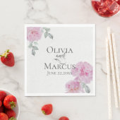 Serviette En Papier Peonies roses sur papier de riz Texture (En situation)