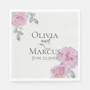 Serviette En Papier Peonies roses sur papier de riz Texture