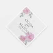 Serviette En Papier Peonies roses sur papier de riz Texture (Coin)