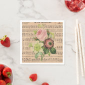 Serviette En Papier Peonies vintages et Partitions (En situation)