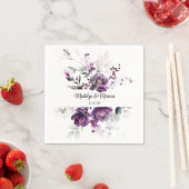 Serviette En Papier Peonies violettes Mariage floral serviettes (En situation)