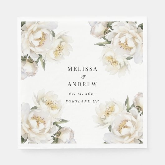 Serviette En Papier Peony blanc (Devant)