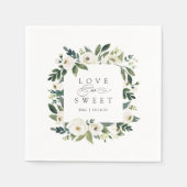 Serviette En Papier Peony blanc | Cadre floral "L'amour est doux" Mari (Devant)