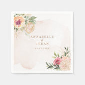 Serviette En Papier Peony et or Foil Mariage Napkin (Devant)